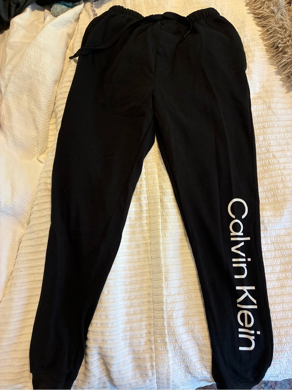 Calvin Klein Black Jogger Sweatpants with Vertical Logo